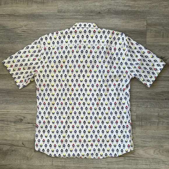 Maceoo Men's Short Sleeve Button Down Dog Pattern Shirt Sz XL - Picture 2 of 9